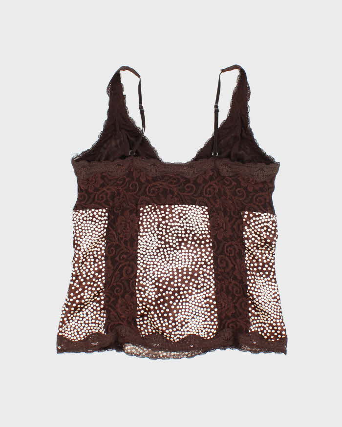 Vintage Y2k 00s Optionelle Polka Dot Lace Cami - M