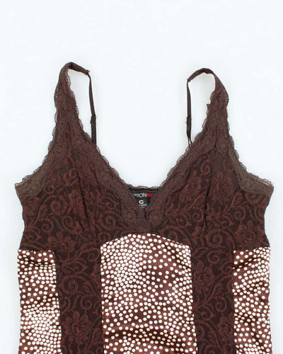 Vintage Y2k 00s Optionelle Polka Dot Lace Cami - M