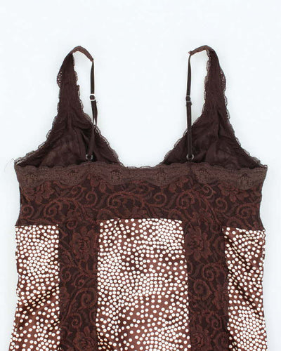 Vintage Y2k 00s Optionelle Polka Dot Lace Cami - M