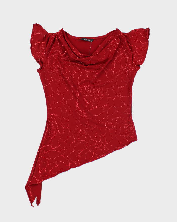 Vintage Y2k 00s Mariposa Cowl Neck Asymmetric Hem Top - M