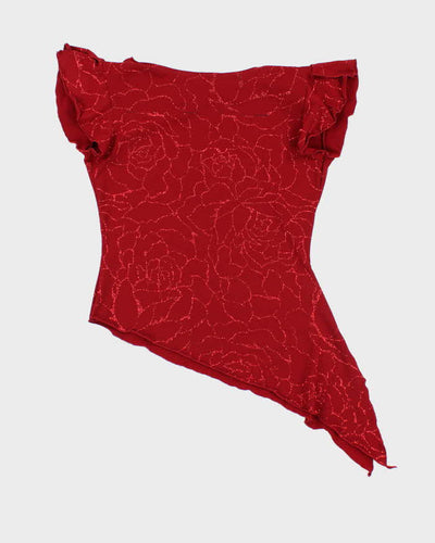 Vintage Y2k 00s Mariposa Cowl Neck Asymmetric Hem Top - M