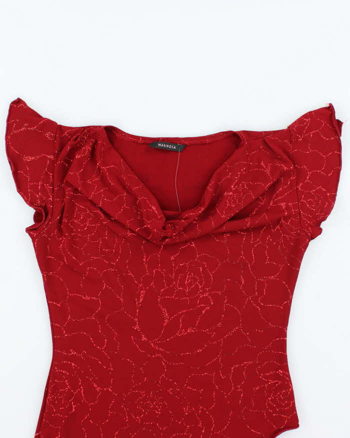 Vintage Y2k 00s Mariposa Cowl Neck Asymmetric Hem Top - M