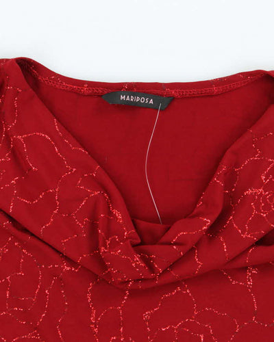 Vintage Y2k 00s Mariposa Cowl Neck Asymmetric Hem Top - M