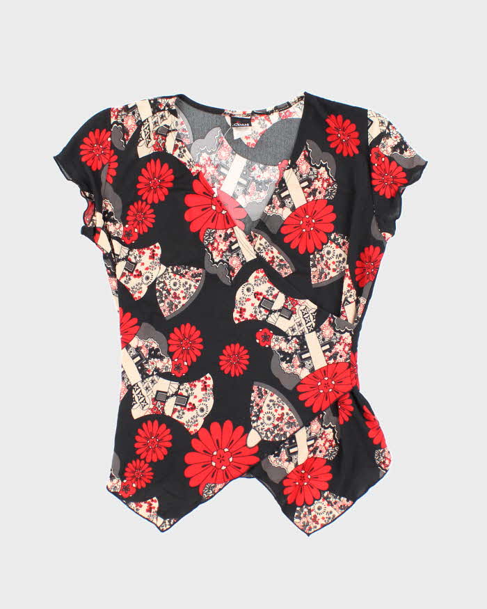 Vintage Y2k 00s Gidani Floral Faux Wrap Top - S