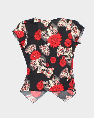 Vintage Y2k 00s Gidani Floral Faux Wrap Top - S