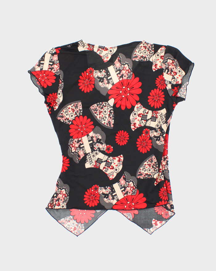 Vintage Y2k 00s Gidani Floral Faux Wrap Top - S