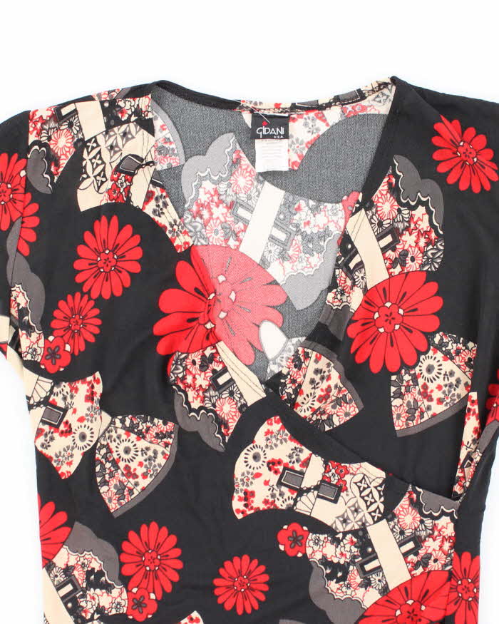 Vintage Y2k 00s Gidani Floral Faux Wrap Top - S