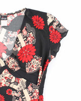 Vintage Y2k 00s Gidani Floral Faux Wrap Top - S