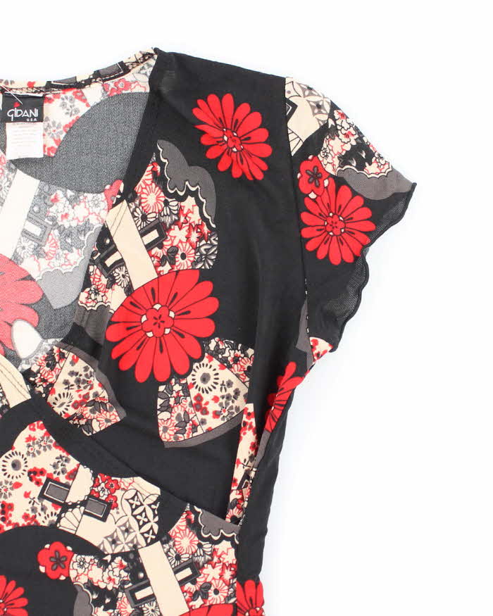 Vintage Y2k 00s Gidani Floral Faux Wrap Top - S