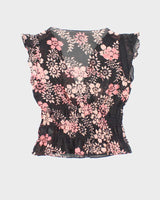 Vintage Y2k 00s Floral Mesh Blouse - S