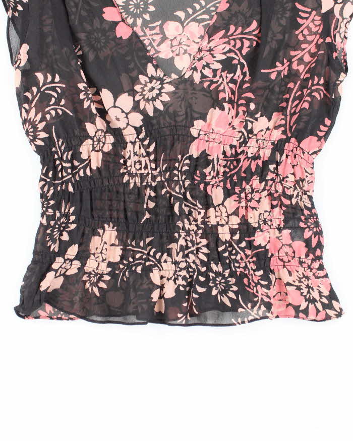 Vintage Y2k 00s Floral Mesh Blouse - S
