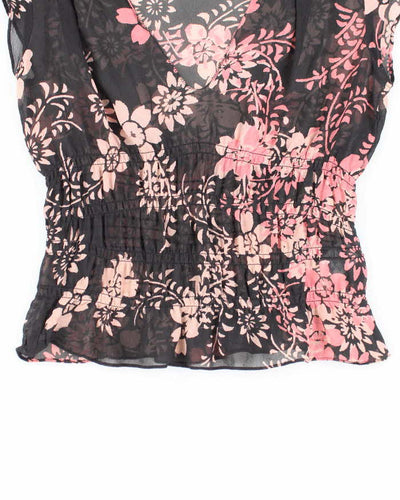 Vintage Y2k 00s Floral Mesh Blouse - S