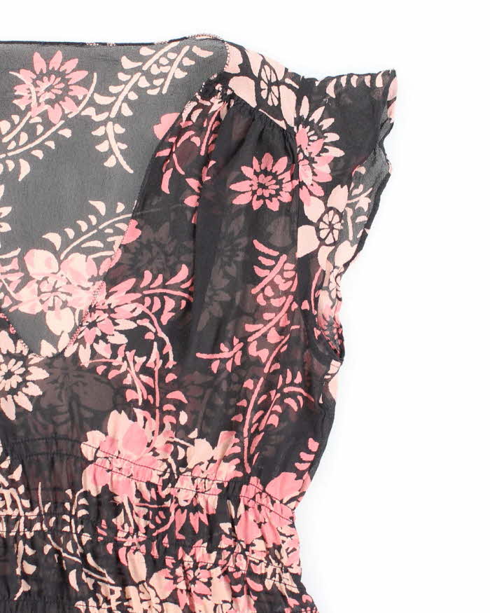 Vintage Y2k 00s Floral Mesh Blouse - S