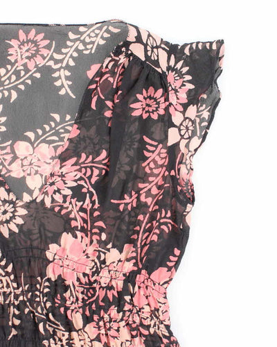 Vintage Y2k 00s Floral Mesh Blouse - S