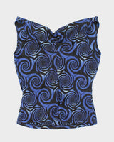 Vintage Y2k 00s Suzy Shier Cowl Neck Sparkly Swirl Top - S
