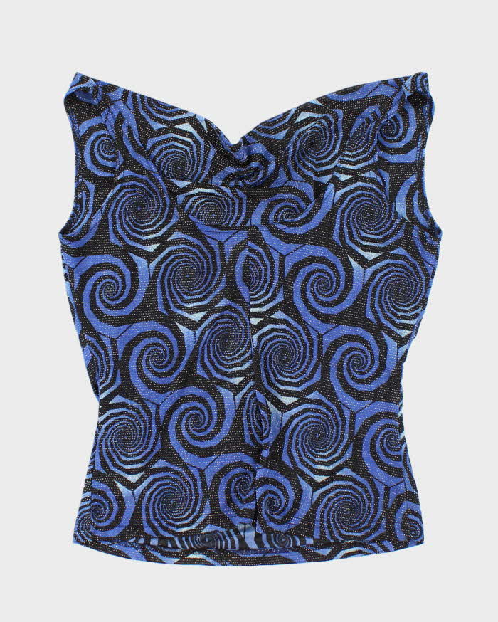 Vintage Y2k 00s Suzy Shier Cowl Neck Sparkly Swirl Top - S