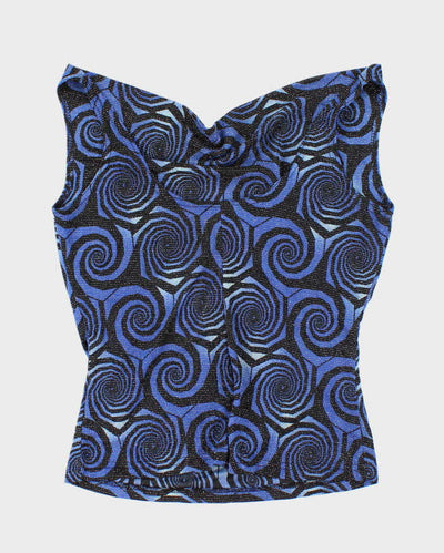 Vintage Y2k 00s Suzy Shier Cowl Neck Sparkly Swirl Top - S