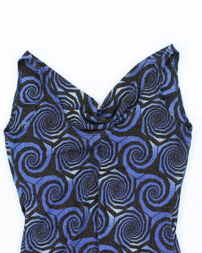 Vintage Y2k 00s Suzy Shier Cowl Neck Sparkly Swirl Top - S