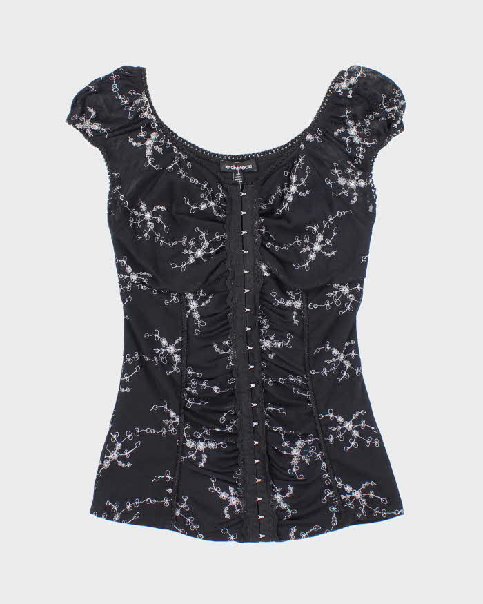 Vintage Y2k 00s Le chateau Floral Clasp Top - S