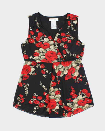 Vintage Y2k 00s Nine West Floral Double Mesh Top - M