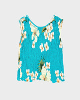 Vintage Pacific Coast Shirred Hawaiian Print Top - S