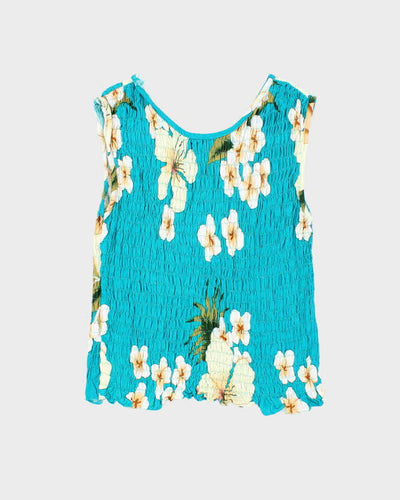 Vintage Pacific Coast Shirred Hawaiian Print Top - S