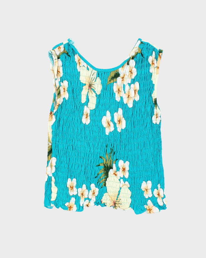 Vintage Pacific Coast Shirred Hawaiian Print Top - S