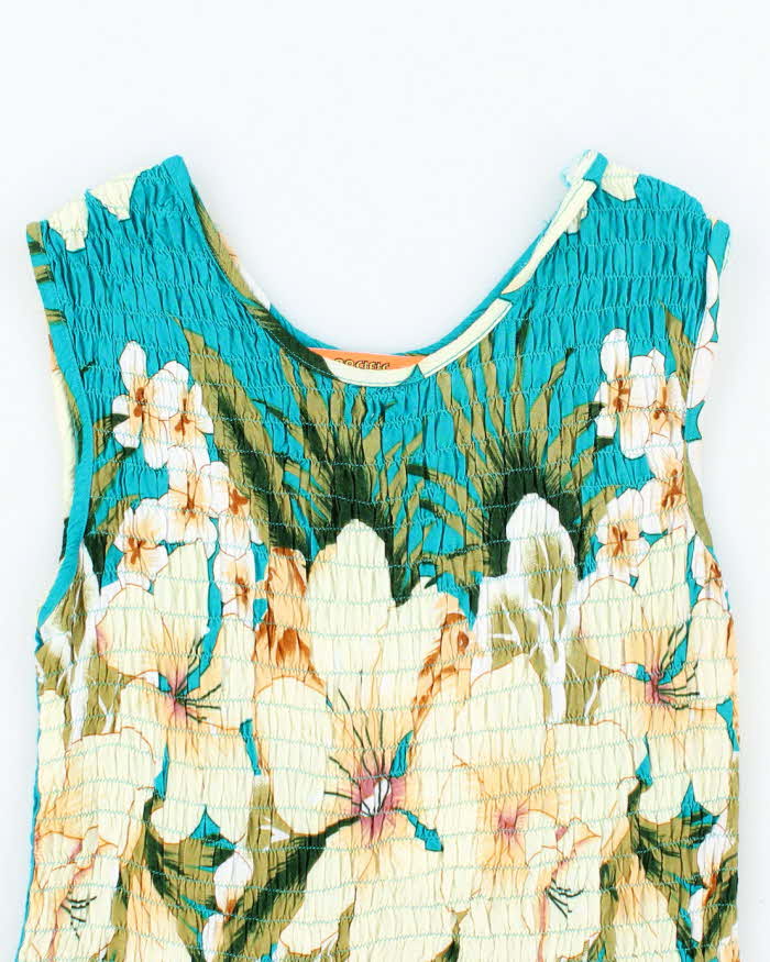 Vintage Pacific Coast Shirred Hawaiian Print Top - S