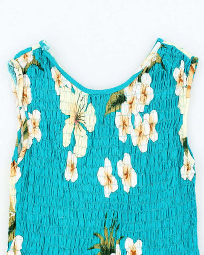 Vintage Pacific Coast Shirred Hawaiian Print Top - S