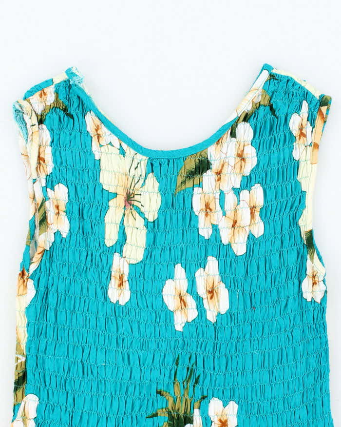Vintage Pacific Coast Shirred Hawaiian Print Top - S