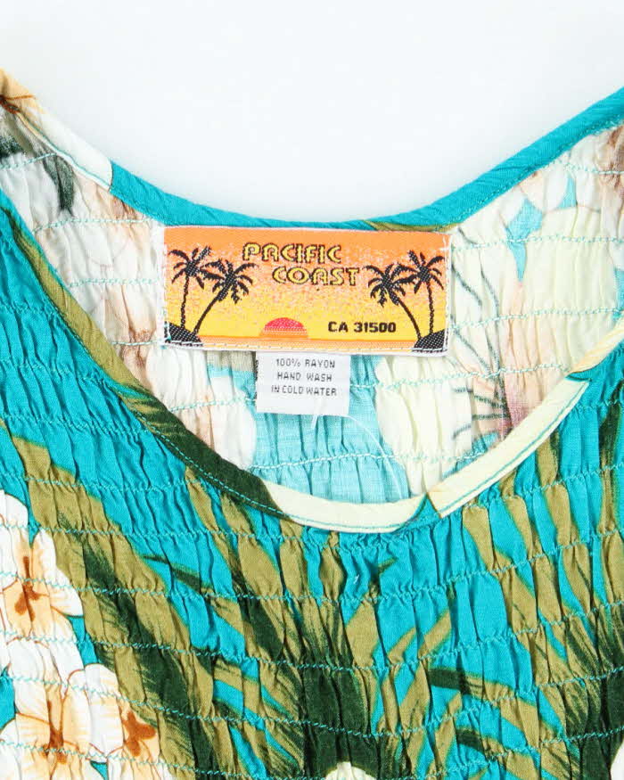 Vintage Pacific Coast Shirred Hawaiian Print Top - S