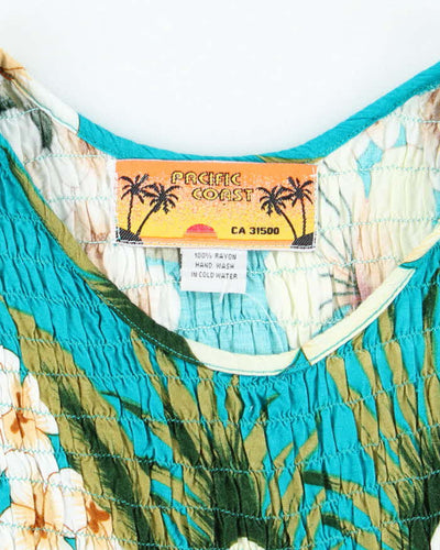 Vintage Pacific Coast Shirred Hawaiian Print Top - S