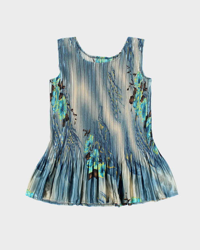 Vintage 90s Plisse Floral Top - M