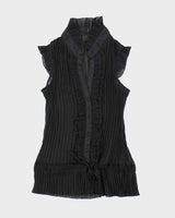 Vintage Y2k 00s Plisse Mesh Blouse - S