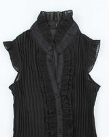 Vintage Y2k 00s Plisse Mesh Blouse - S