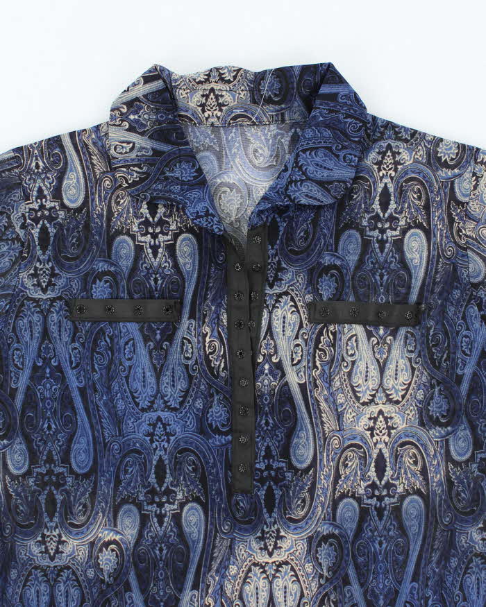 Vintage 90s Paisley Pattern Mesh Popper Blouse - M