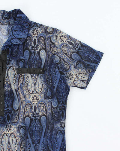 Vintage 90s Paisley Pattern Mesh Popper Blouse - M