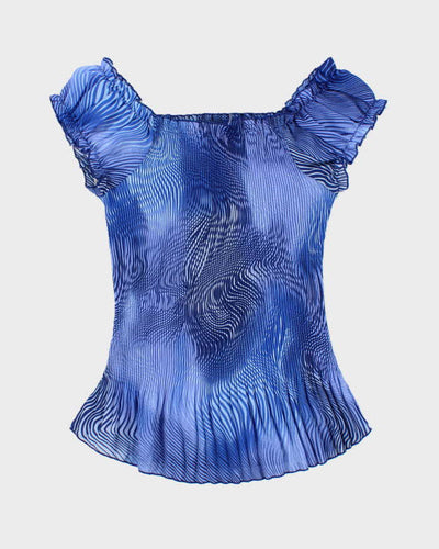 Vintage Y2k 00s Piano Plisse Swirl Print Top - M