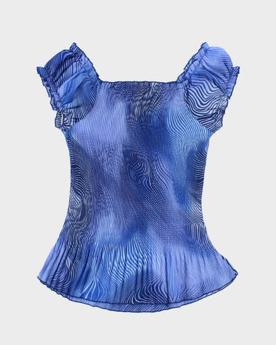 Vintage Y2k 00s Piano Plisse Swirl Print Top - M