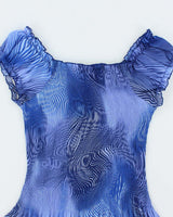 Vintage Y2k 00s Piano Plisse Swirl Print Top - M