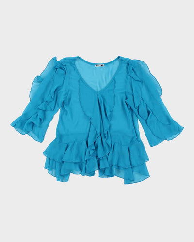 Vintage Y2k 00s ICU Ruffle Mesh Blouse - M