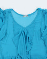 Vintage Y2k 00s ICU Ruffle Mesh Blouse - M