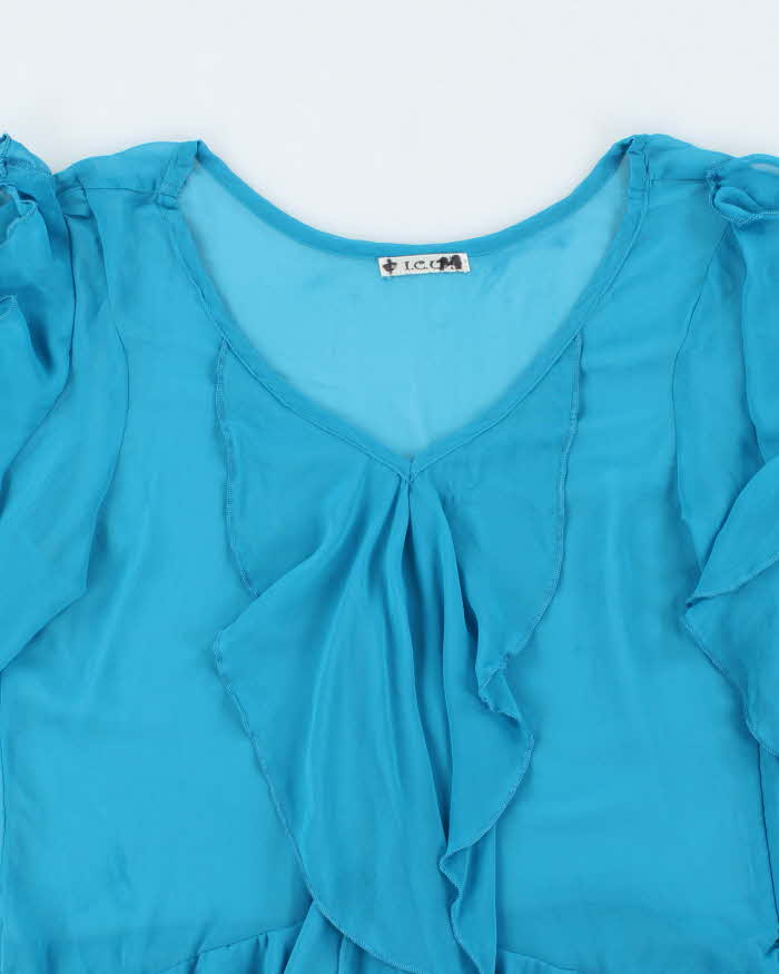 Vintage Y2k 00s ICU Ruffle Mesh Blouse - M