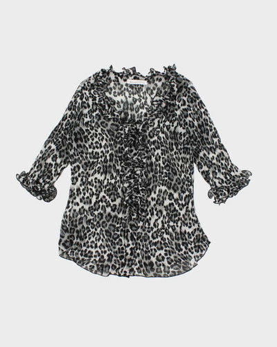 Vintage Y2k 00s Melanie Lyne Leopard Print Sheer Blouse - M