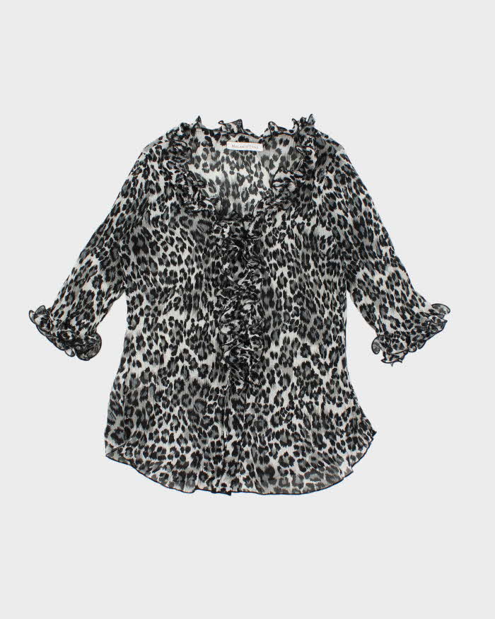 Vintage Y2k 00s Melanie Lyne Leopard Print Sheer Blouse - M
