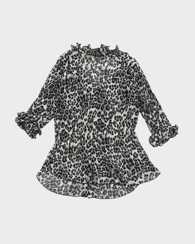 Vintage Y2k 00s Melanie Lyne Leopard Print Sheer Blouse - M