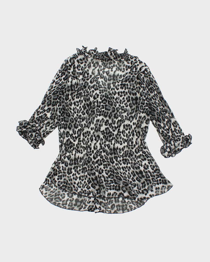 Vintage Y2k 00s Melanie Lyne Leopard Print Sheer Blouse - M