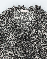Vintage Y2k 00s Melanie Lyne Leopard Print Sheer Blouse - M