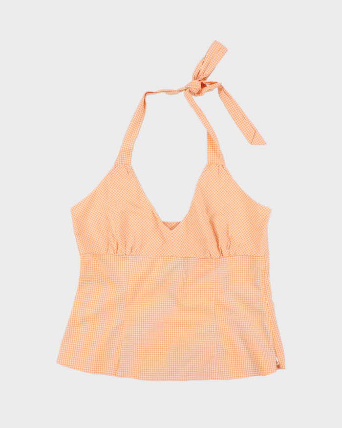 Vintage Y2k 00s Mexx Gingham Halter Neck Top - L