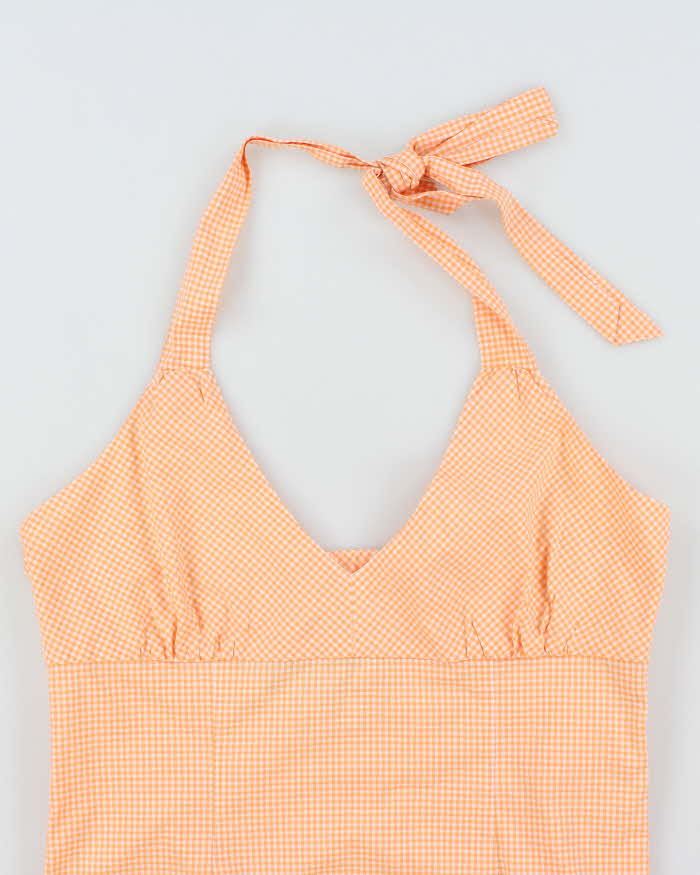 Vintage Y2k 00s Mexx Gingham Halter Neck Top - L